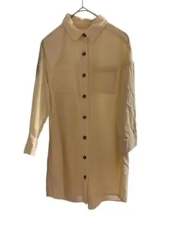 【120㎝】クリーム色　長袖シャツワンピース