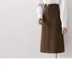 【夏セール】新品送料無料 コーデュロイ スカート ひざ丈 ベルト付き 美脚見せ
