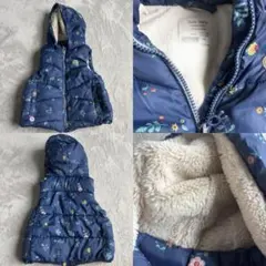Zara Baby 花柄 中綿ベスト フード付き 12-18ヶ月のサムネイル