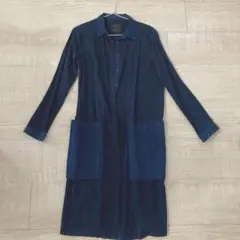 ダークブルー シャツワンピース ロング
