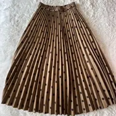 ドット柄プリーツスカート ベージュ　※美品