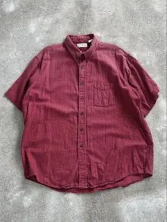80s L.L.Bean 半袖ボタンダウンシャツ（レッド×ブラックチェック）