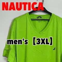 F666【NAUTICA】半袖ワンポイントTシャツ【3XL】Vネック