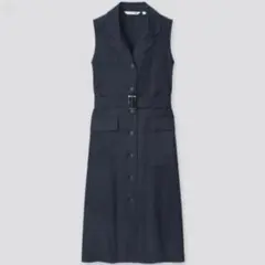UNIQLO x JW ANDERSON ベルテッドラペルワンピース ネイビー