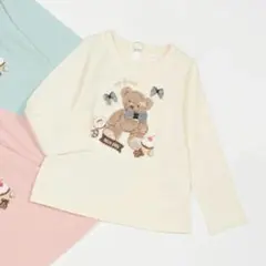 新品メゾピアノ120cm　クマアップリケ長袖Ｔシャツ