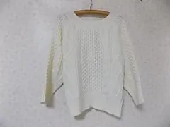 41835 グローバルワーク　ケーブルニット　セーター　アイボリー　Ｌ