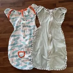 スワドル（おくるみ）Lサイズ、クジラ柄とグリーンの２枚セット