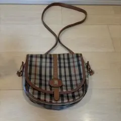 Daks ダックス　チェック柄 ショルダーバッグ ブラウン