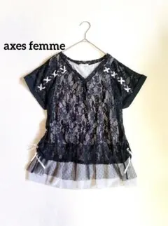 アクシーズファム レース リボン レイヤードトップス ゴシック ダークコア 美品のサムネイル
