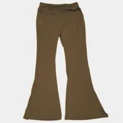 フレアパンツ 茶系 ウエストデザイン 脚長