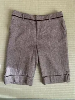 レディース ハーフパンツ ブラウン系 秋冬春 折り返しデザイン ショートパンツ