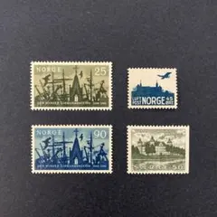 未使用　外国の切手　ノルウェー　スウェーデン　4枚セット