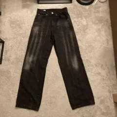 zara バギーデニム ブラック ヒゲ付き ストリート EUR34