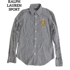 RALPH LAUREN SPORT ストライプ長袖シャツ M ネイビー
