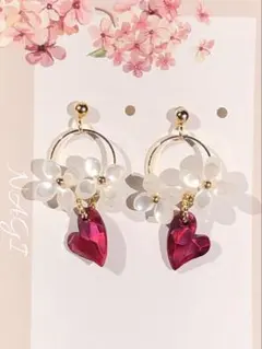 787/ハート/バレンタイン/フラワー/フープ/ピアス(イヤリング変更可)