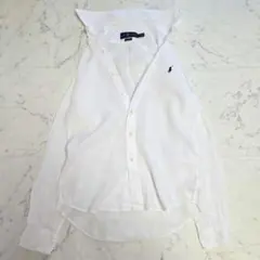 ラルフローレン クラシックフィット 麻 リネン ホワイトシャツ M相当