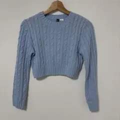 H&M ライトブルー クロップドニットセーター S