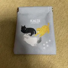 KALDI　カルディ　ぱっちんポーチ　猫　ブルーのサムネイル