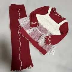 赤セットアップとビスチェ付き