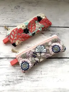 インド刺繍のミニミニポーチ＊ふたつ