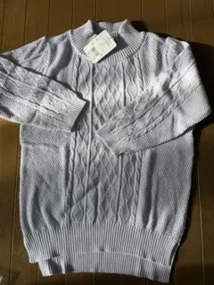 ケーブル編みタートルネックセーター M