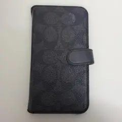 コーチ iPhoneケース 手帳型 シグネチャー 黒 カード収納付き