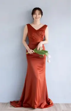 【美品】テラコッタ マーメイドドレス　結婚式　2次会　カラードレス　前撮り