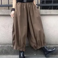 ワイド シルエット バルーン パンツ コクーン パンツ カーキ