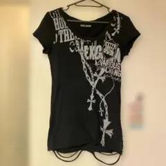 GHOST OF HARLEM クロス Tシャツ 黒 F カットアウト パンクのサムネイル