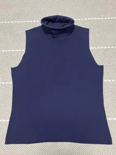 美品！Talbots ノースリーブ タートルネック　ネイビーパープル Mのサムネイル