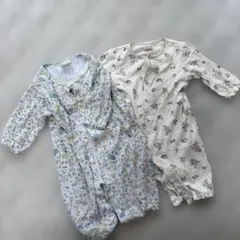 プティマイン　ピーターラビット　花柄ベビーロンパース2点セット