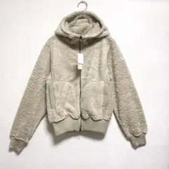 新品 未使用 未開封 タグ付き ベージュ ボア フリース フーディー M