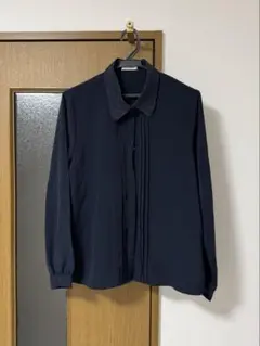 ネイビー 襟付き ブラウス ワイシャツ
