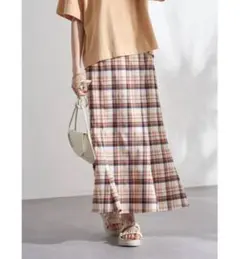 【earth music&ecology】マドラスチェックマーメイドスカート