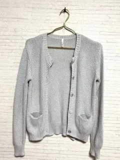 MURUA ライトグレー ニットカーディガン F ポケット付き
