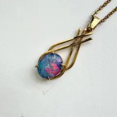 惑星 パープル マーブル モチーフ チャーム vintage ロング ネックレス 
