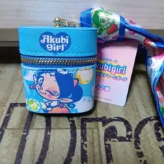 値下げ Akubi Girl アクビガール スカーフ付きチャームポーチ 블루