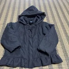 キャサリンコテージ 紺色リボン付きフードの中綿コート