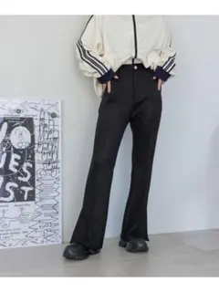 JEANASIS　ジーナシス　ヌバックライクフレアパンツ　ブラック　M