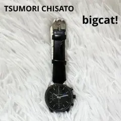電池交換済 ツモリチサト腕時計 bigcat! 黒 アナログ 猫 ポップのサムネイル