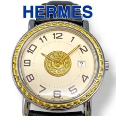 稼働/美品 エルメス セリエ コンビ 時計 Hブレス デイト 3針 クォーツ
