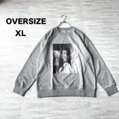 1 ガールズフォト 裏起毛 スウェット ビッグシルエット Y2K グレー XL