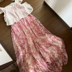 最終処分特価　リズリサ　コンビネゾン　ワンピースピンク花柄　0 未使用美品