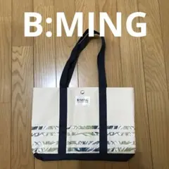 BEAMS B:MING ストライプトートバッグ アイボリー×ネイビー