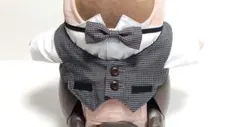 らぼ　ラボ服　長袖に見えるベストセット　グレンチェック（白シャツ） らぼ ラボ服 長袖に見えるベストセット グレンチェック（白シャツ