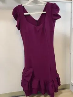 パープル フリル付きドレス キャバドレス