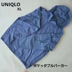 UNIQLO☆ポケッタブルパーカー XL ☆ネイビー チェック柄☆未使用に近い