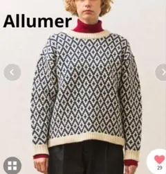 Allumer アーガイルジャガードプルオーバーニット　セーター　幾何学　総柄