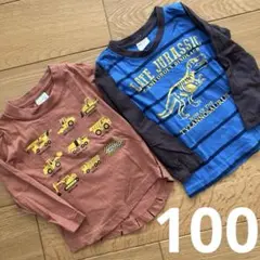 恐竜と建設車両の長袖カットソー 100cm