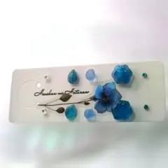 ピアス　5組　セット　ハンドメイド　混　ガラス　青　レジン　イヤリングバック